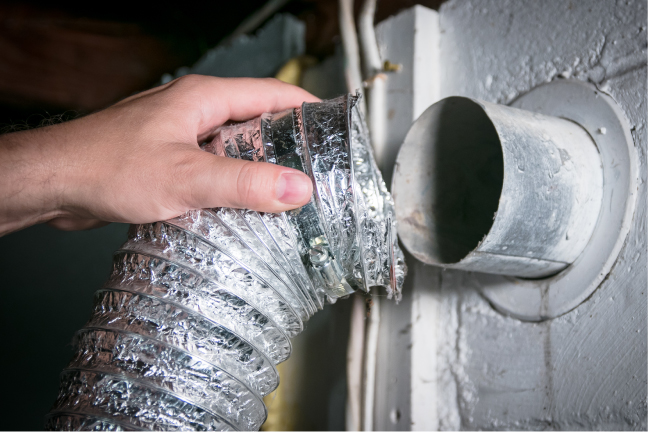 Dryer vent ducting after professional cleaning